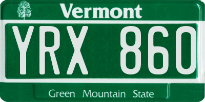 VT license plate YRX860