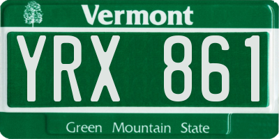 VT license plate YRX861