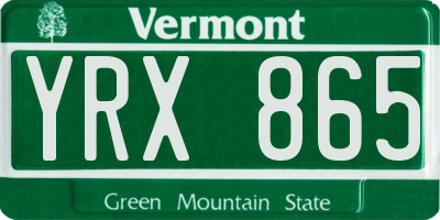 VT license plate YRX865