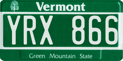 VT license plate YRX866