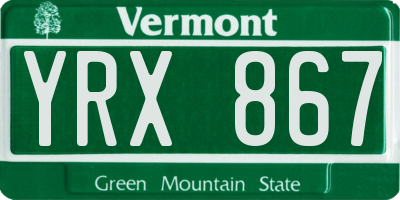 VT license plate YRX867