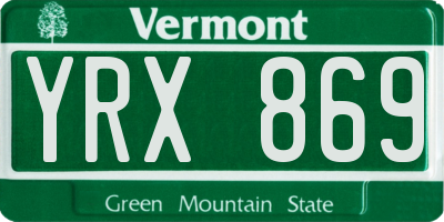VT license plate YRX869