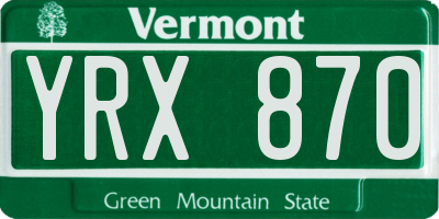 VT license plate YRX870