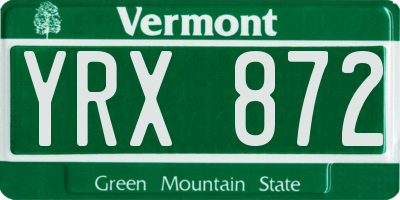 VT license plate YRX872