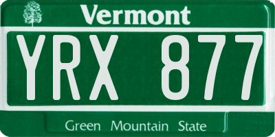 VT license plate YRX877