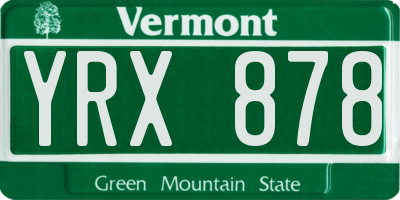 VT license plate YRX878