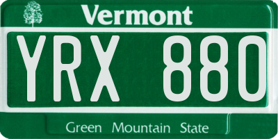 VT license plate YRX880