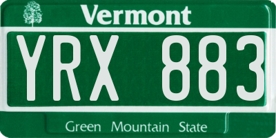 VT license plate YRX883