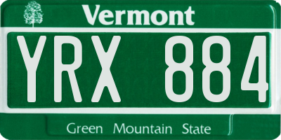 VT license plate YRX884