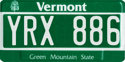 VT license plate YRX886