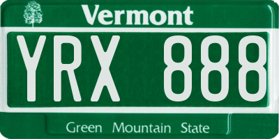VT license plate YRX888