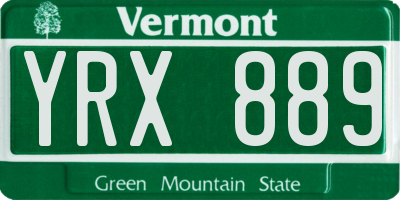 VT license plate YRX889