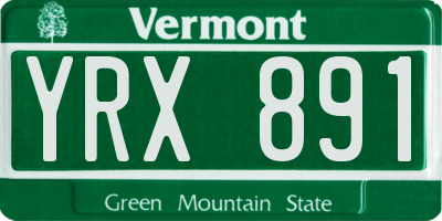 VT license plate YRX891