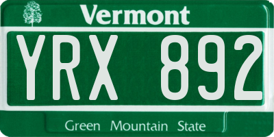 VT license plate YRX892