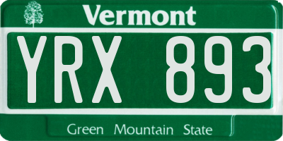 VT license plate YRX893