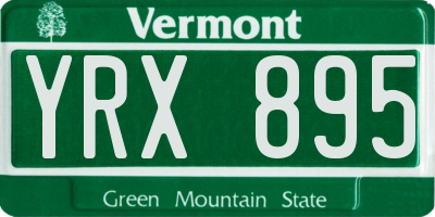 VT license plate YRX895