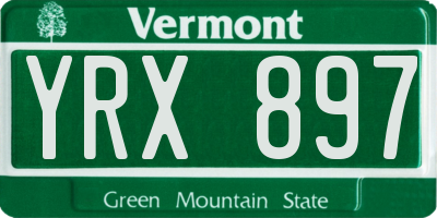 VT license plate YRX897