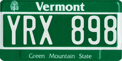 VT license plate YRX898