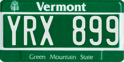 VT license plate YRX899