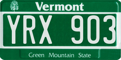 VT license plate YRX903