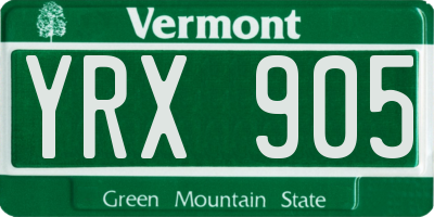 VT license plate YRX905
