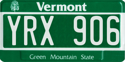 VT license plate YRX906