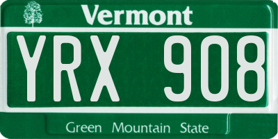 VT license plate YRX908