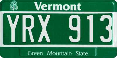 VT license plate YRX913