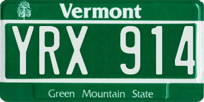 VT license plate YRX914