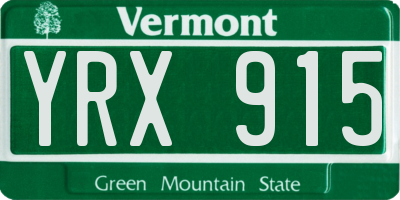 VT license plate YRX915