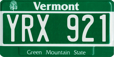 VT license plate YRX921