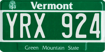 VT license plate YRX924