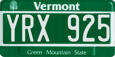 VT license plate YRX925