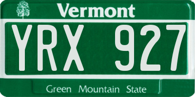 VT license plate YRX927