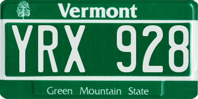 VT license plate YRX928