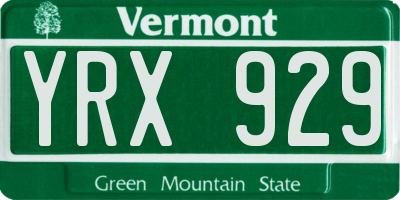 VT license plate YRX929