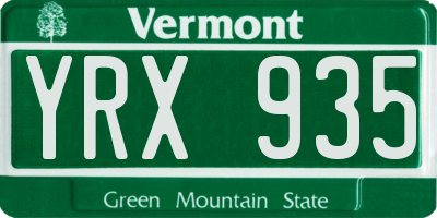 VT license plate YRX935