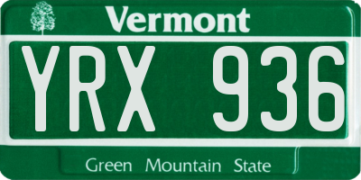 VT license plate YRX936