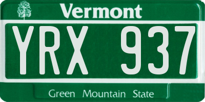 VT license plate YRX937