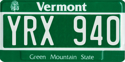 VT license plate YRX940