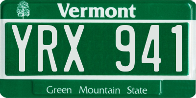 VT license plate YRX941