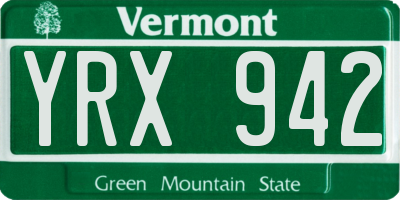 VT license plate YRX942