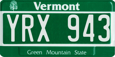 VT license plate YRX943