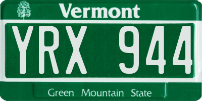 VT license plate YRX944