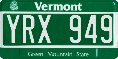 VT license plate YRX949