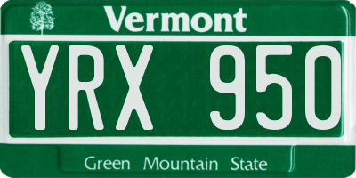 VT license plate YRX950