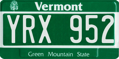 VT license plate YRX952