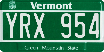 VT license plate YRX954