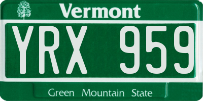 VT license plate YRX959