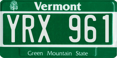 VT license plate YRX961